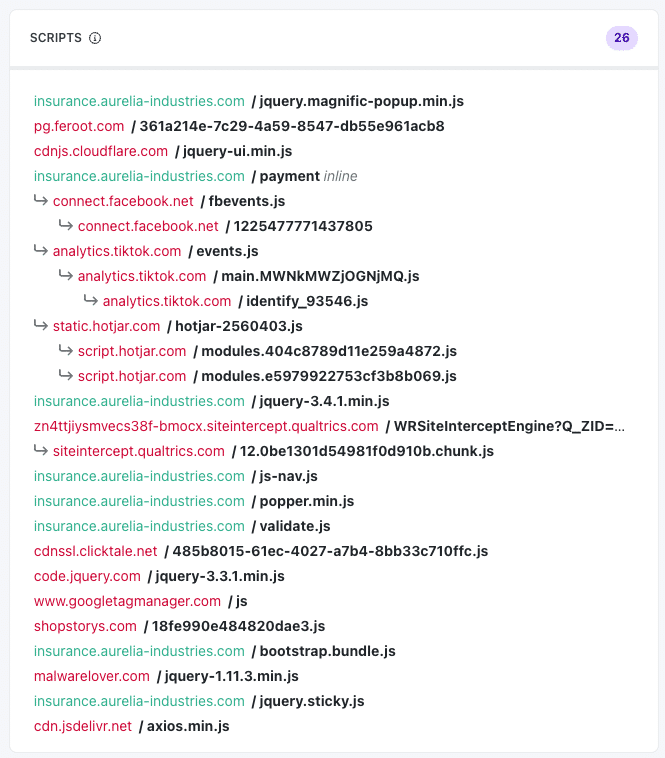 a screenshot of scripts list