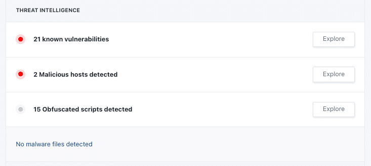 a screenshot of detected vulnerabilities