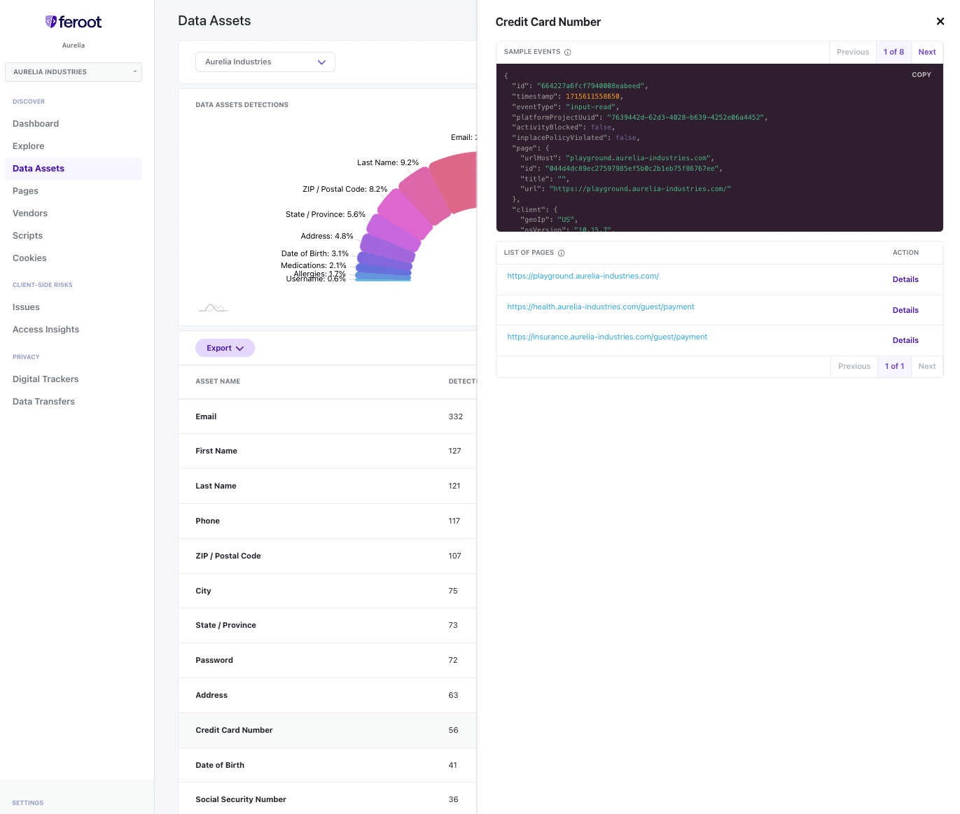 a screenshot data assets interface