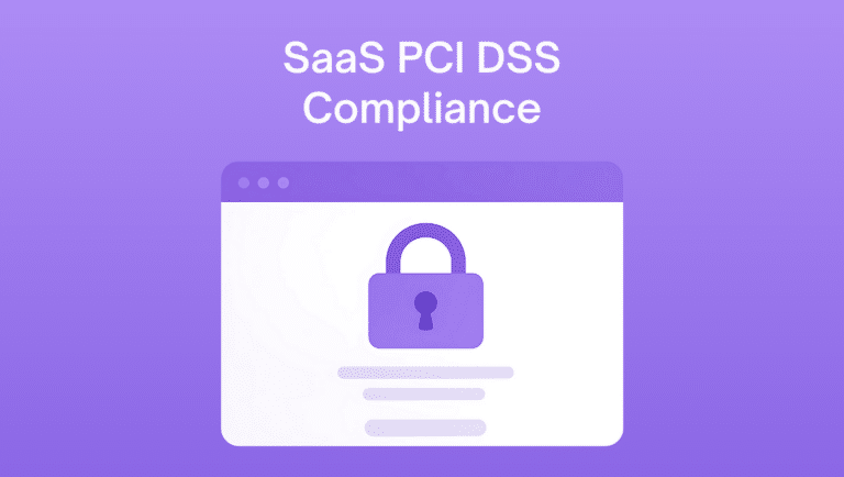 A secure lock symbol overlaying a SaaS web app interface