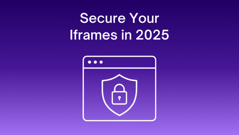 Illustration of a secure browser window with a shield and lock icon, representing iframe security and PCI DSS compliance in 2025 with Feroot PaymentGuard.