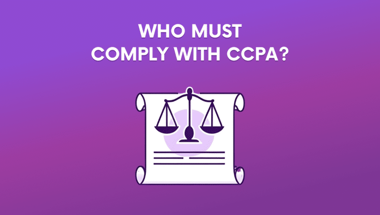 A padlock graphic highlighting protected data types under CCPA, including personal identifiers, online activity, purchase history, employment data, and third-party sharing.